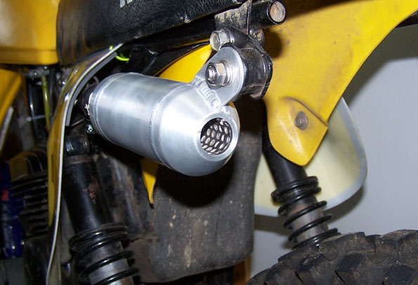 Silencer on bike, competition view. Silencer on bike, competition view.